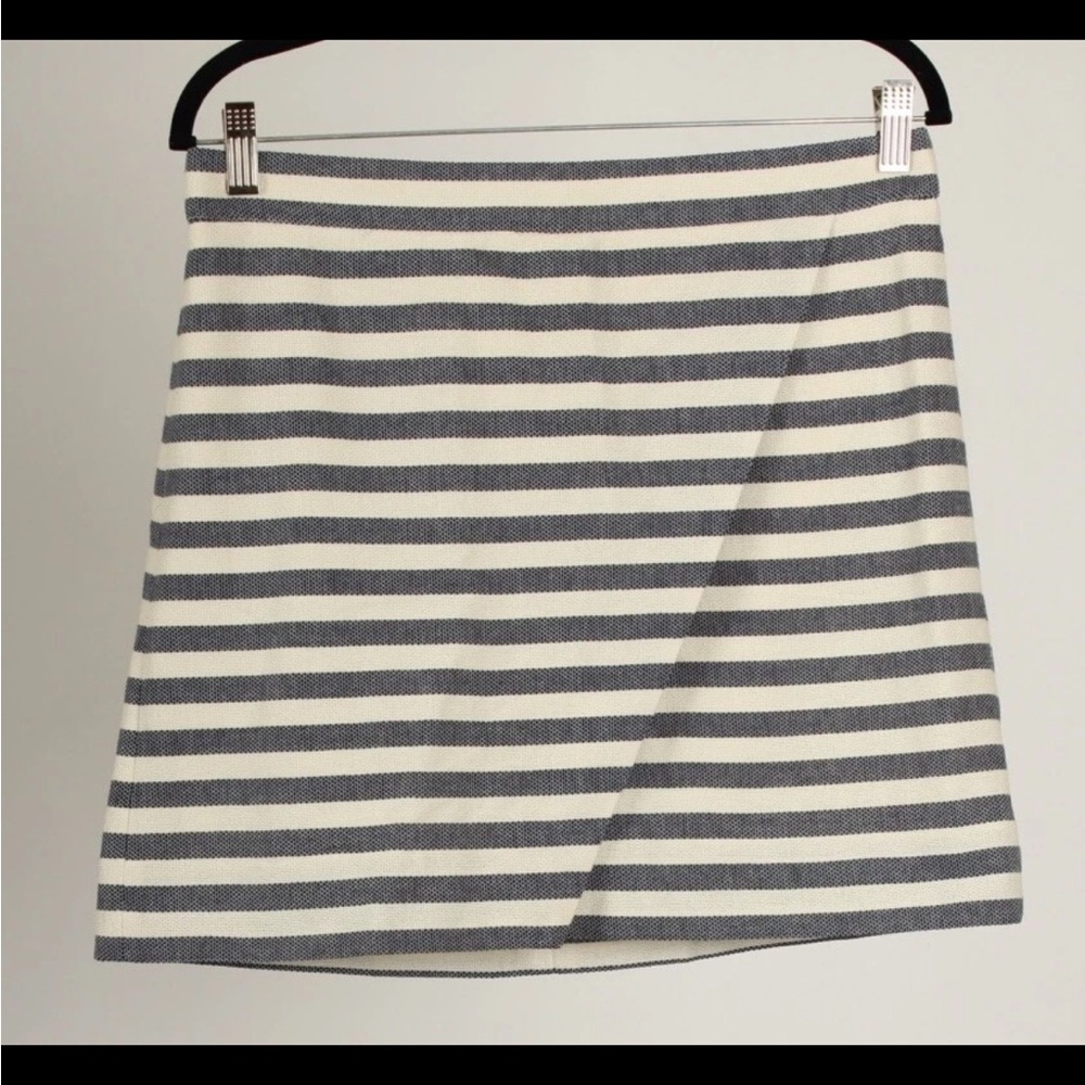 J. Crew Women’s Skirt 6 Blue White Striped A Line Lined 100% Cotton